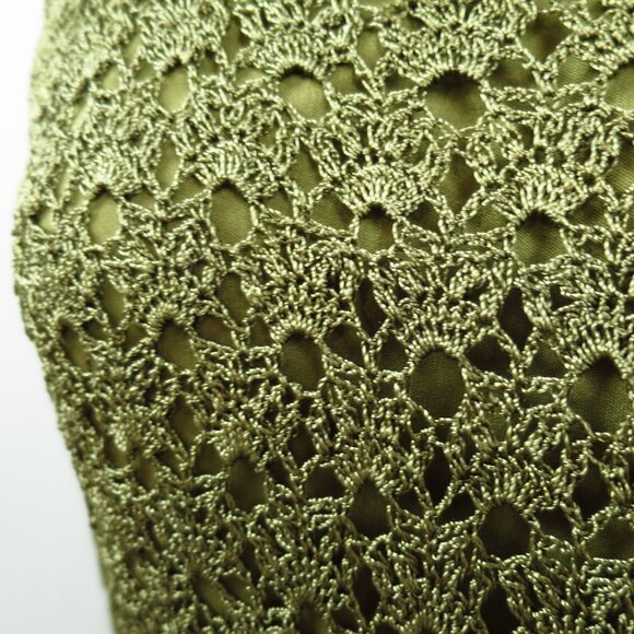 NWT St. Tropez West Crochet Midi Dress Size L Olive/Mossy Green - Picture 6 of 16
